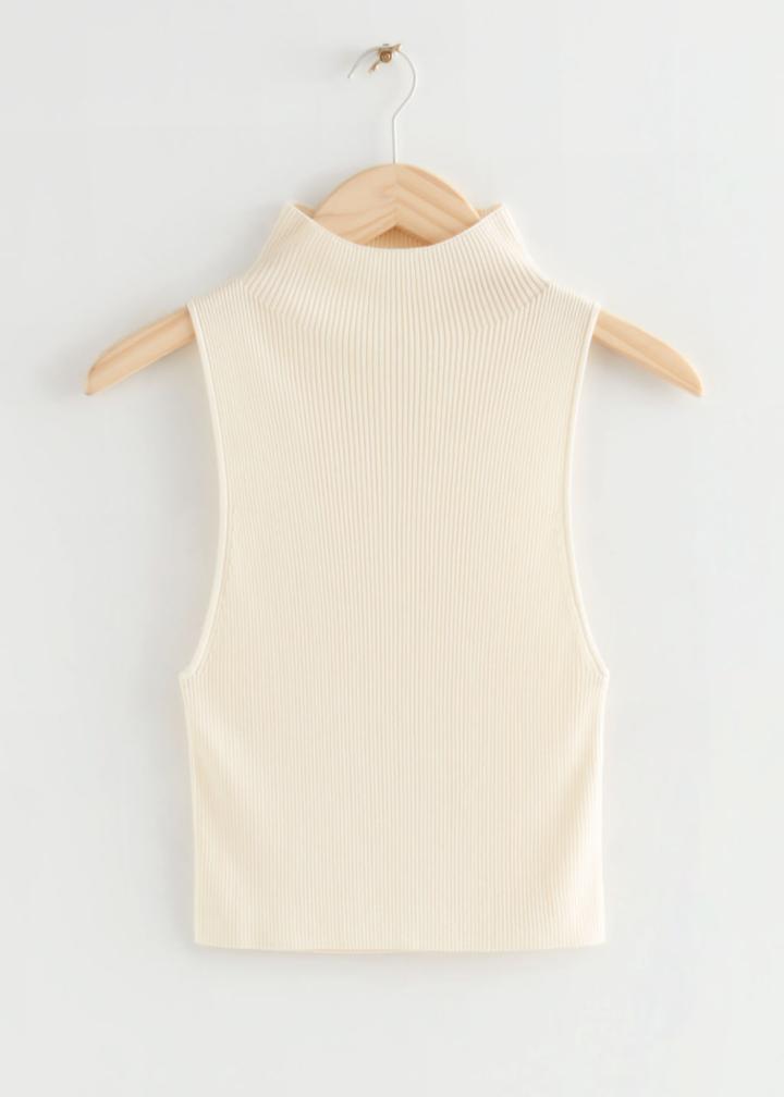Other Stories Sleeveless Knit Crop Top - White