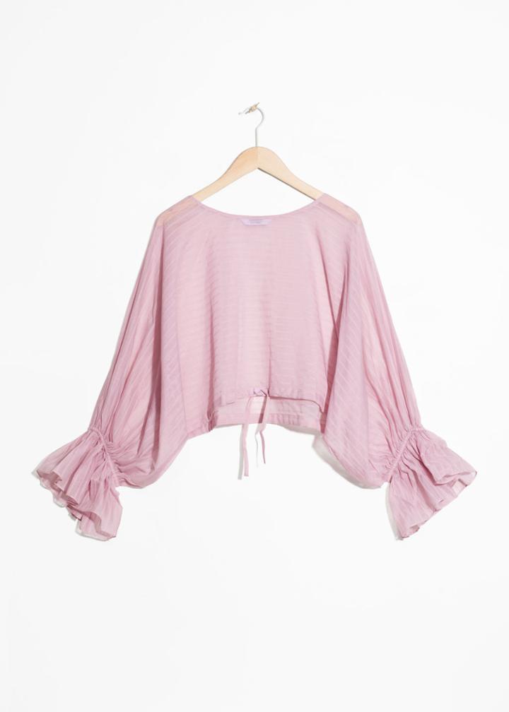 Other Stories Cropped Bell Sleeve Blouse - Pink