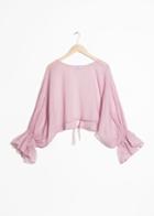 Other Stories Cropped Bell Sleeve Blouse - Pink