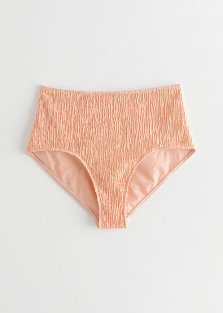 Other Stories Ruched High Waist Bikini Bottoms - Orange