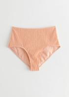 Other Stories Ruched High Waist Bikini Bottoms - Orange