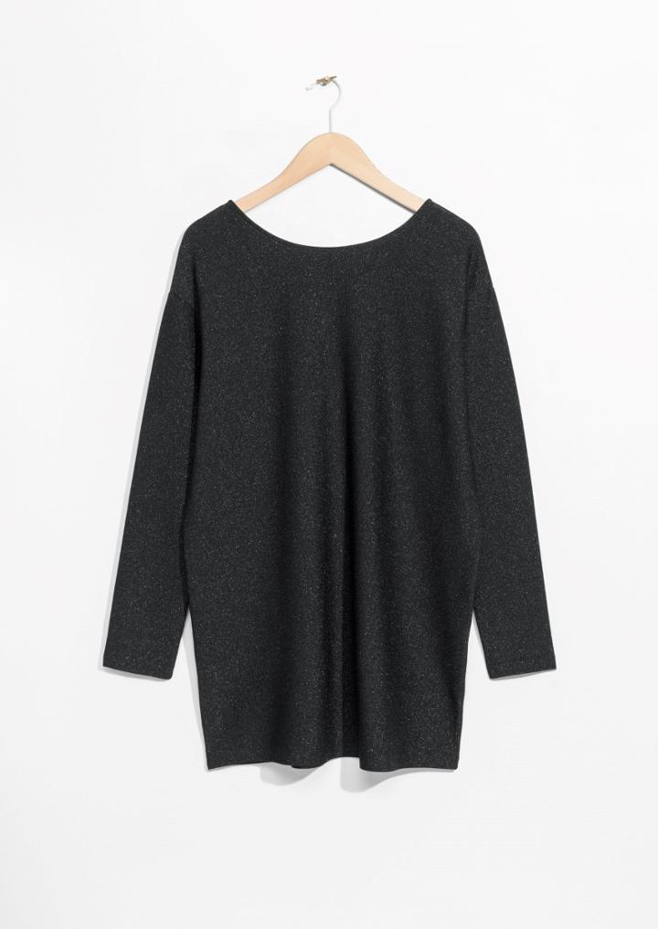 Other Stories Scooped Back Glitter Dress