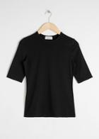 Other Stories Fitted Stretch Cotton Tee - Black