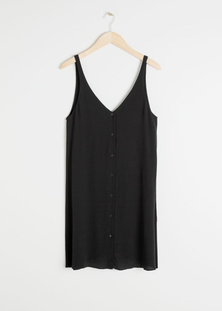 Other Stories Button Down Shift Dress - Black