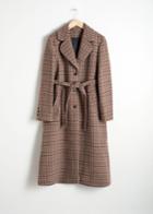 Other Stories A-line Wool Blend Belted Coat - Brown