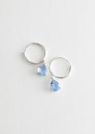 Other Stories Delicate Gemstone Pendant Hoop Earrings - Turquoise