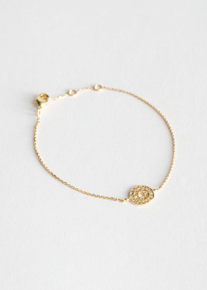 Other Stories Sun Dial Pendant Bracelet - Gold