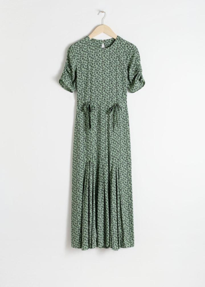 Other Stories Open Back Floral Midi Dress - Green