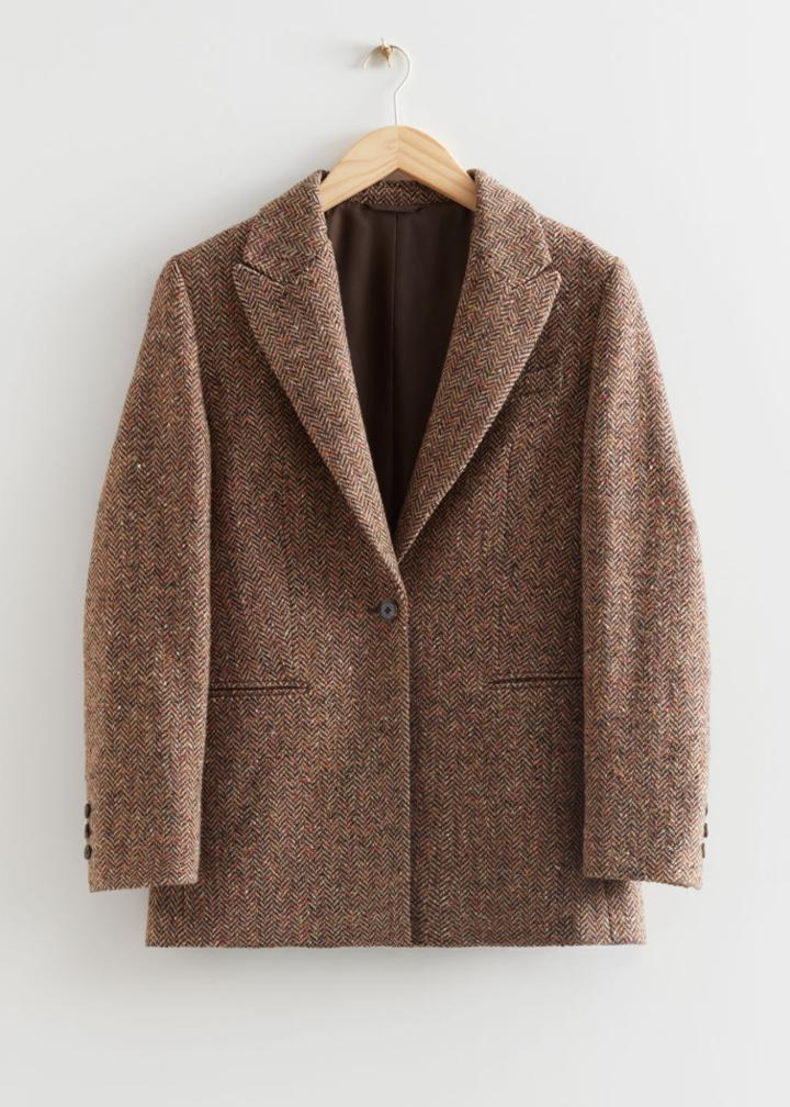 Other Stories Oversized Tweed Blazer - Beige