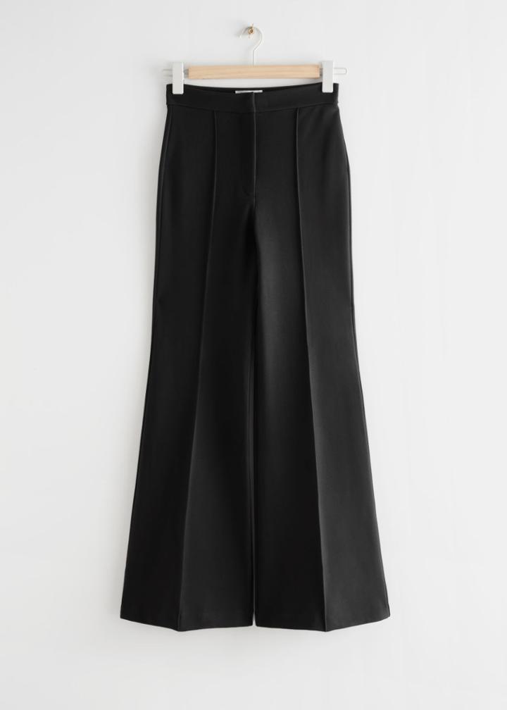Other Stories Flared Press Crease Trousers - Black