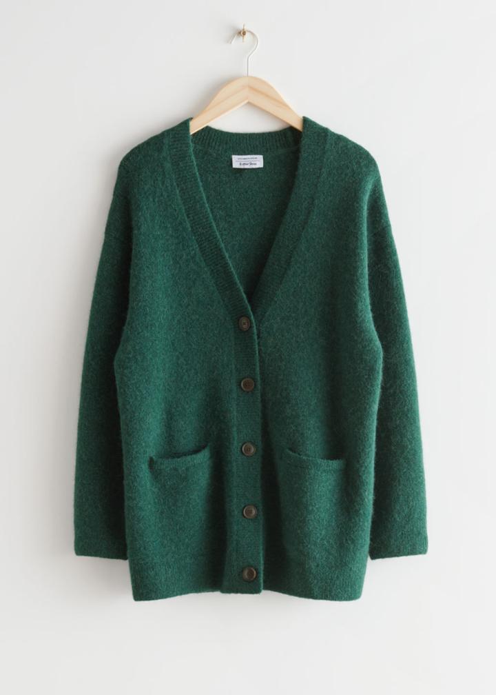 Other Stories Oversized Wool Knit Cardigan - Green