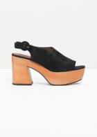 Other Stories Suede Platform Clogs - Black