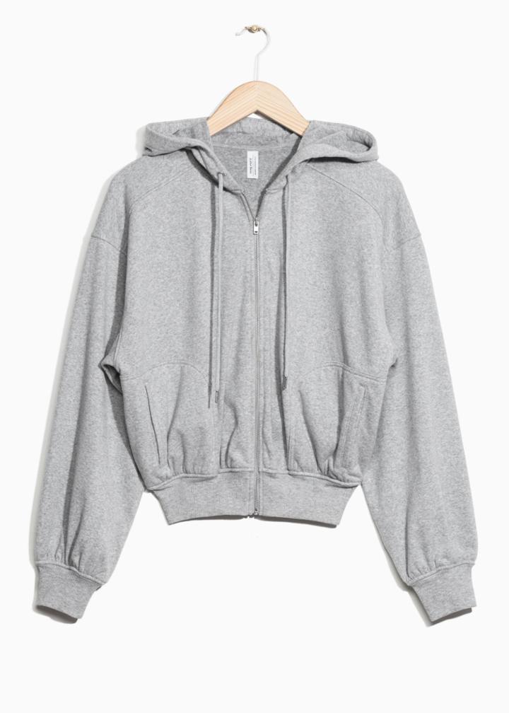 Other Stories Drawstring Zip Hoodie - Grey