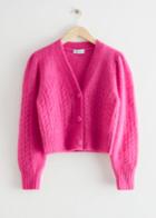 Other Stories Cable Knit Wool Cardigan - Pink