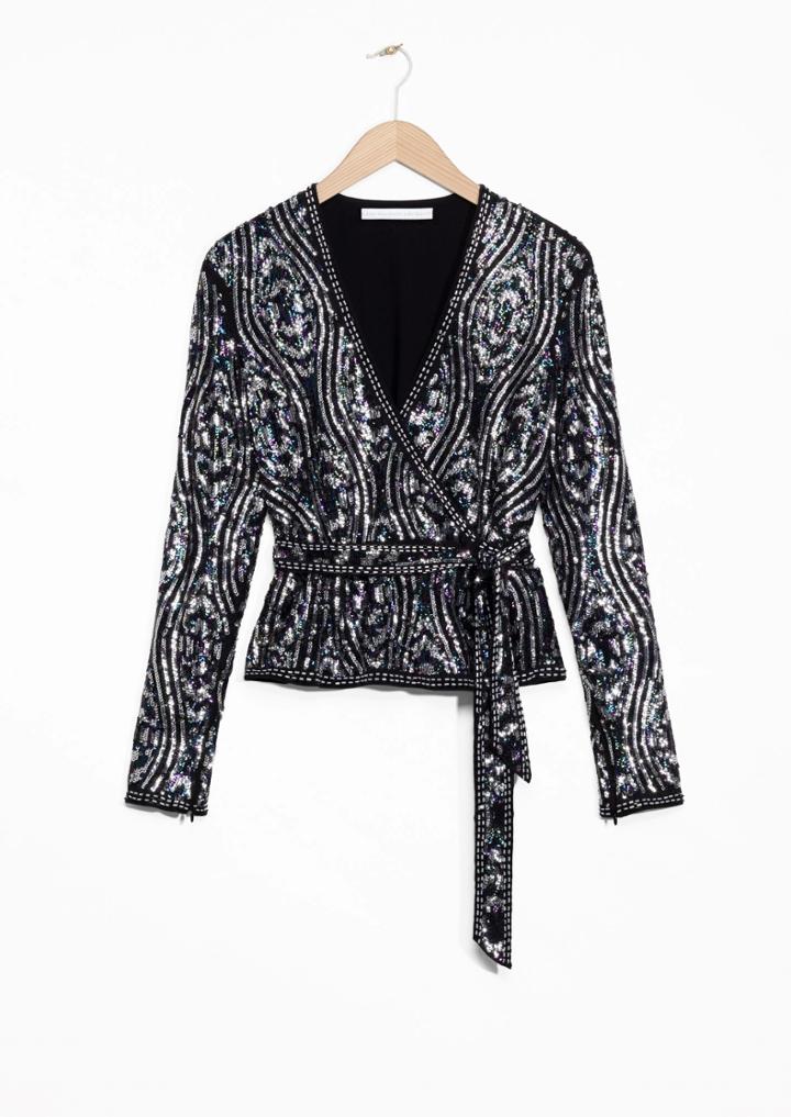 Other Stories Sequined Silk Top