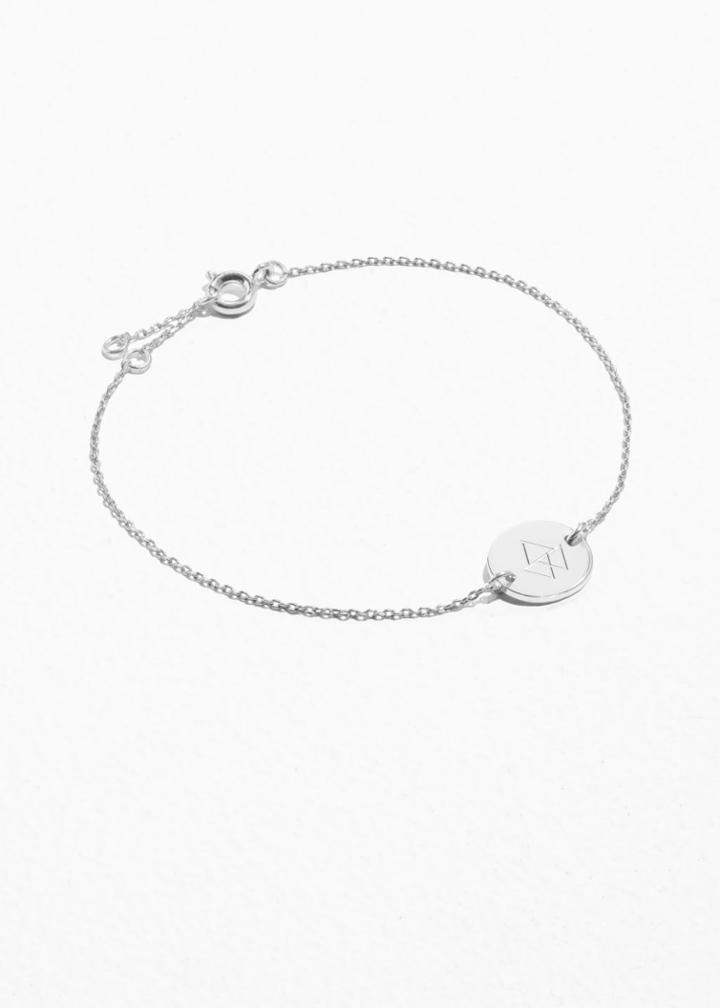 Other Stories Engraved Charm Bracelet - Silver