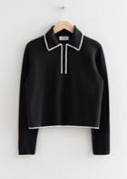 Other Stories Collared Knit Sweater - Black