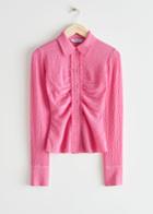 Other Stories Textured Frill Shirt - Pink