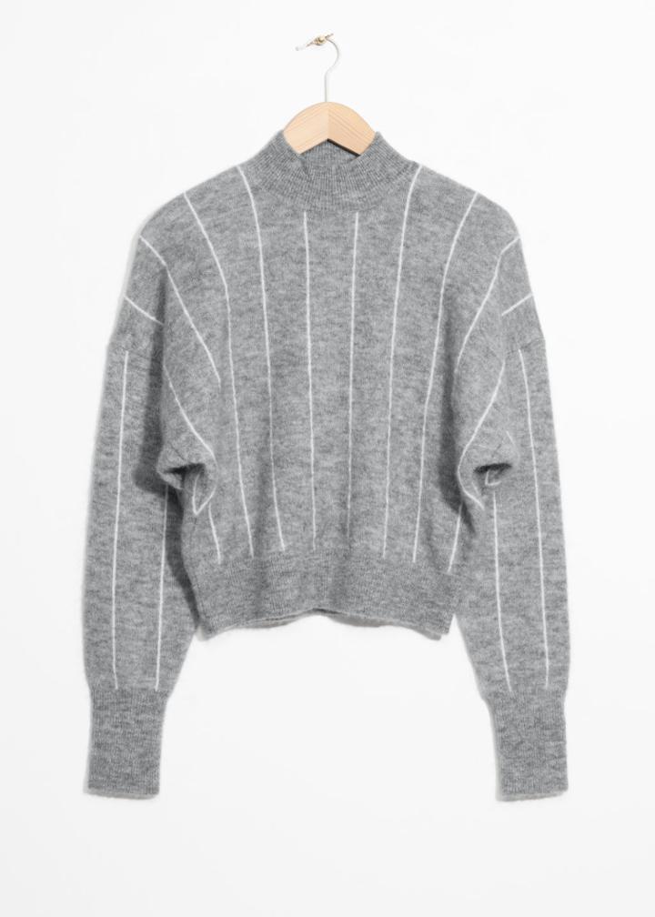 Other Stories Vertical Stripe Wool Blend Sweater - Grey