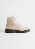 Other Stories Leather Lace-up Hiking Boots - White