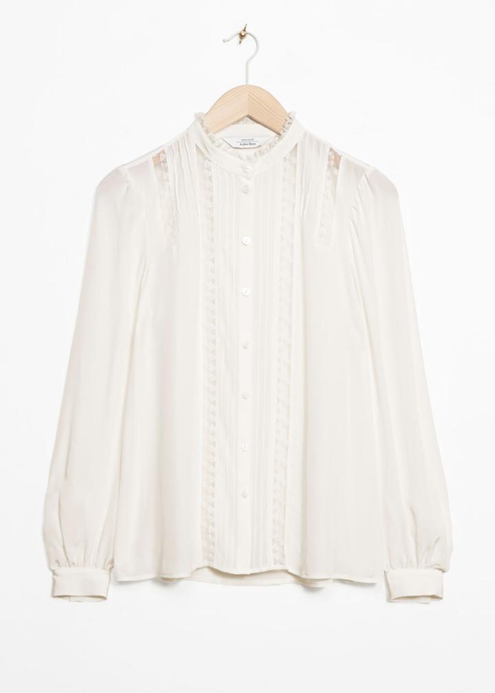 Other Stories Lace Trim Blouse - White