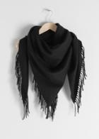 Other Stories Fringe Wool Triangle Scarf - Black