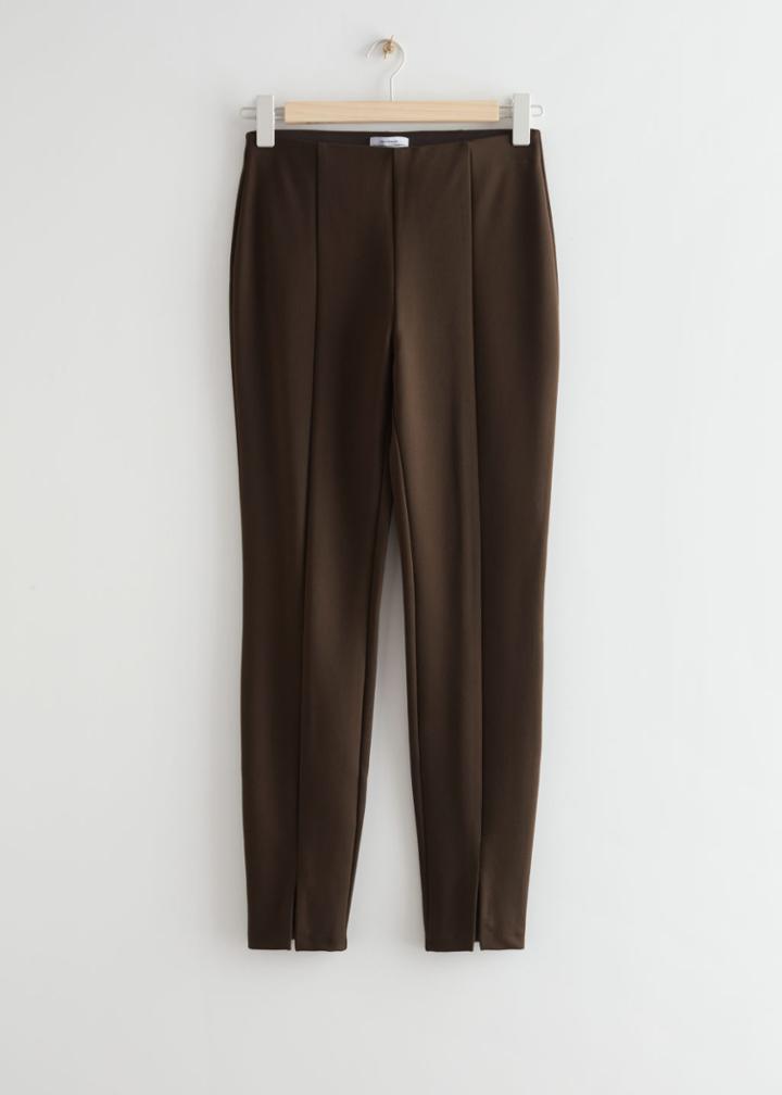 Other Stories Front Slit Leggings - Brown