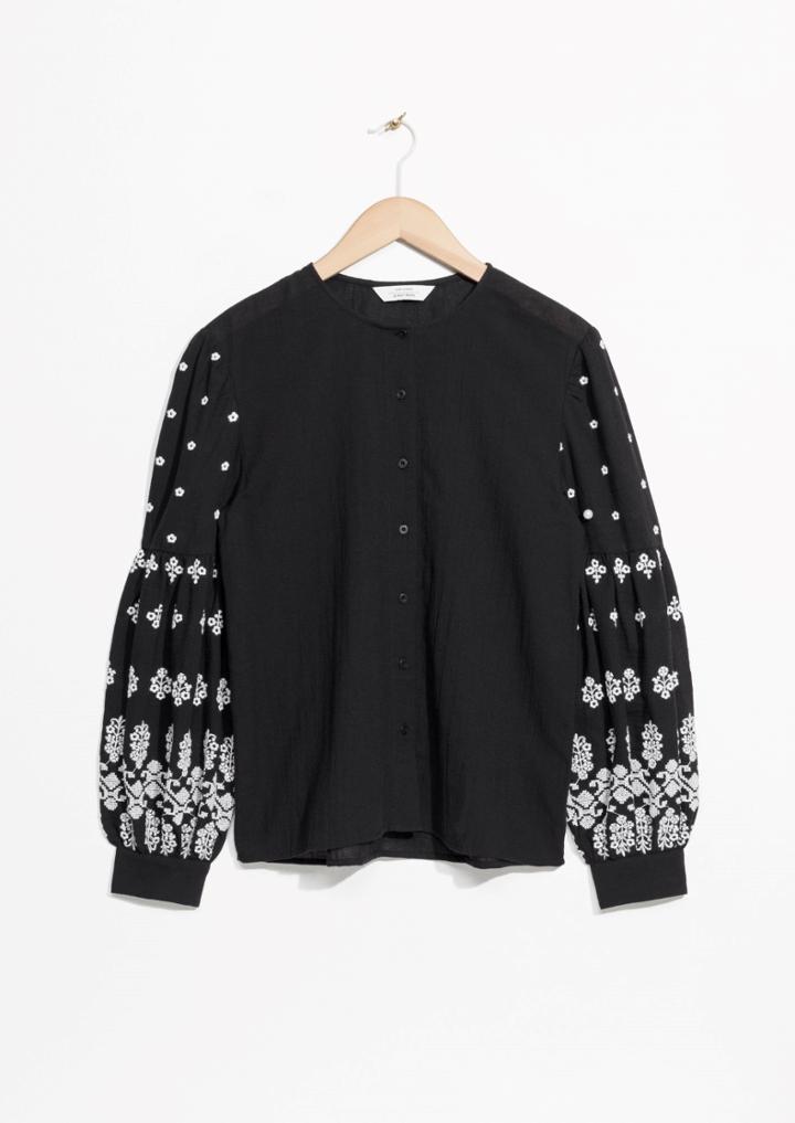 Other Stories Embroidery Puff Sleeve Blouse