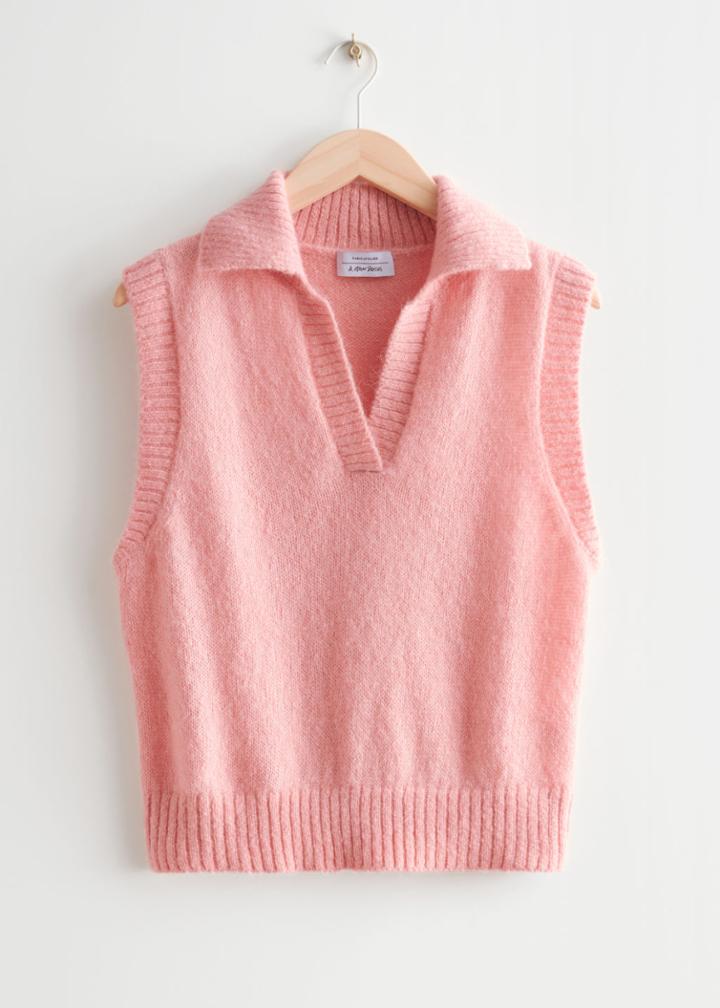 Other Stories Polo Knit Vest - Pink