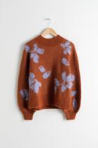 Other Stories Mock Neck Floral Sweater - Beige