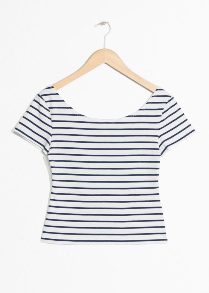 Other Stories Striped Boatneck Tee - Blue
