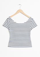 Other Stories Striped Boatneck Tee - Blue