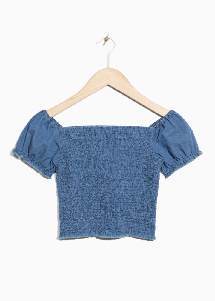 Other Stories Smocked Off-shoulder Top - Blue