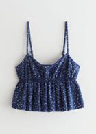 Other Stories Printed Ruffle Bikini Top - Blue