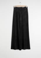 Other Stories Flared Velour Trousers - Black