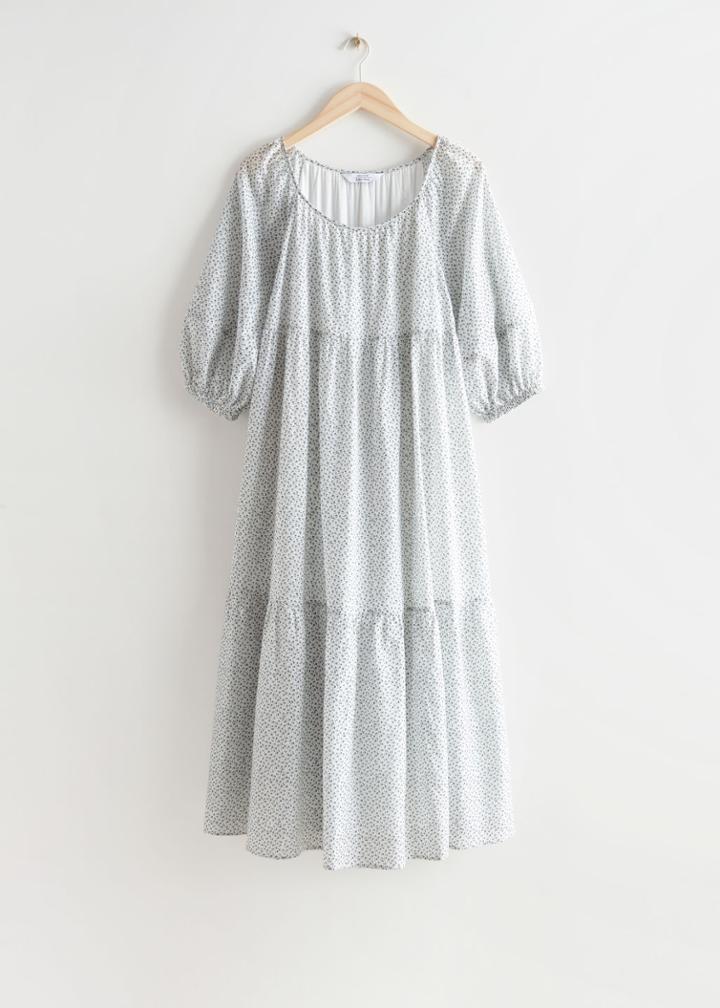 Other Stories Wide Tiered Midi Dress - White
