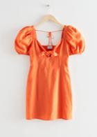 Other Stories Bow Detail Linen Mini Dress - Orange