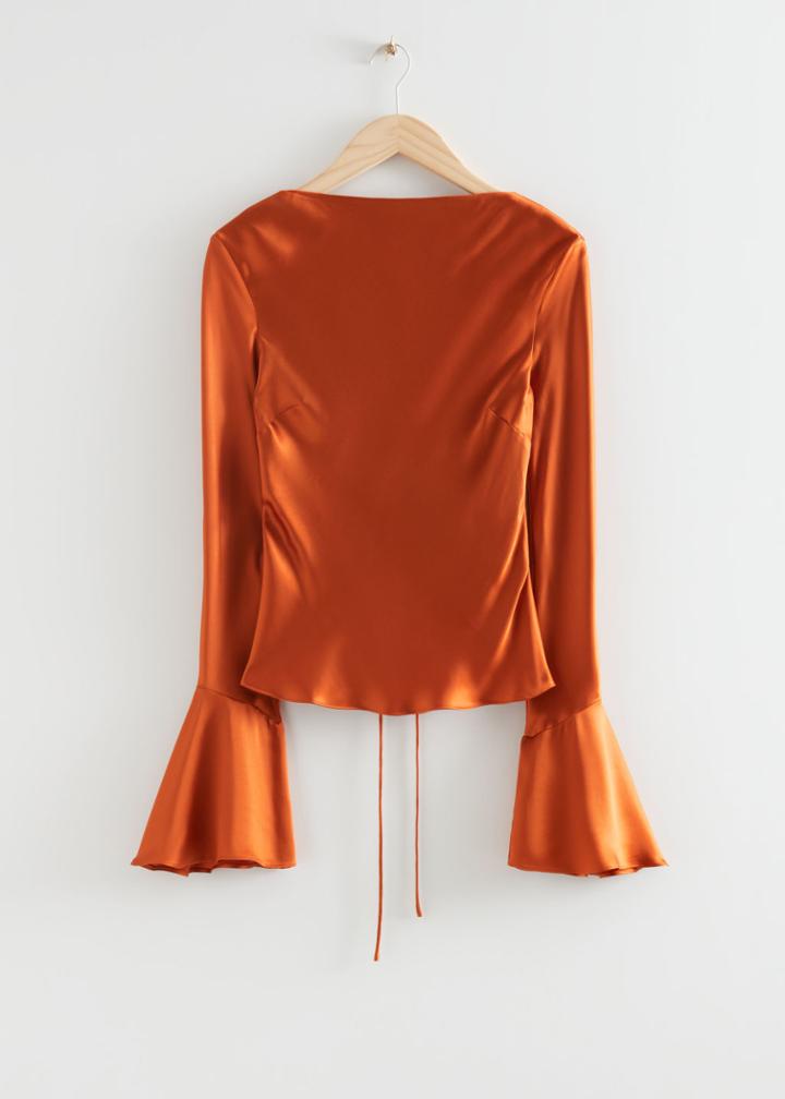 Other Stories Open Back Lace Up Top - Orange