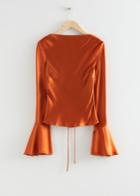 Other Stories Open Back Lace Up Top - Orange