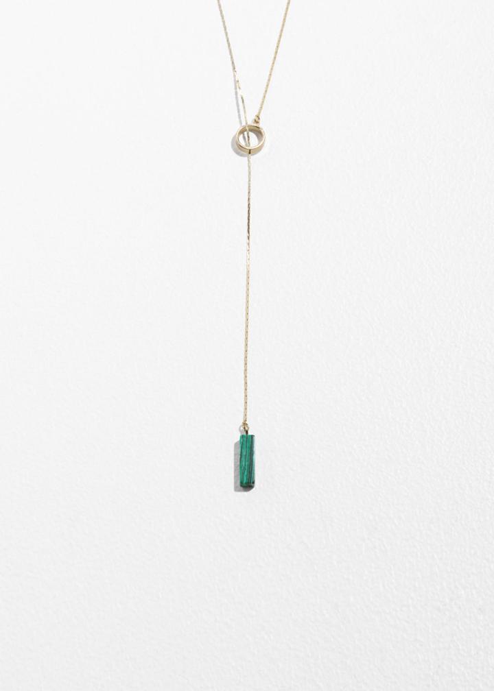 Other Stories Loop Through Stone Necklace - Green