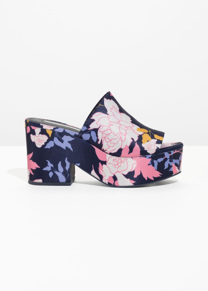Other Stories Floral Print Platforms - Blue