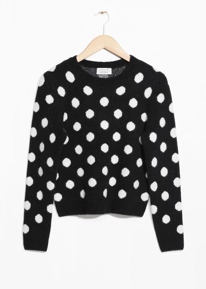 Other Stories Cropped Crew Neck Sweater - Black