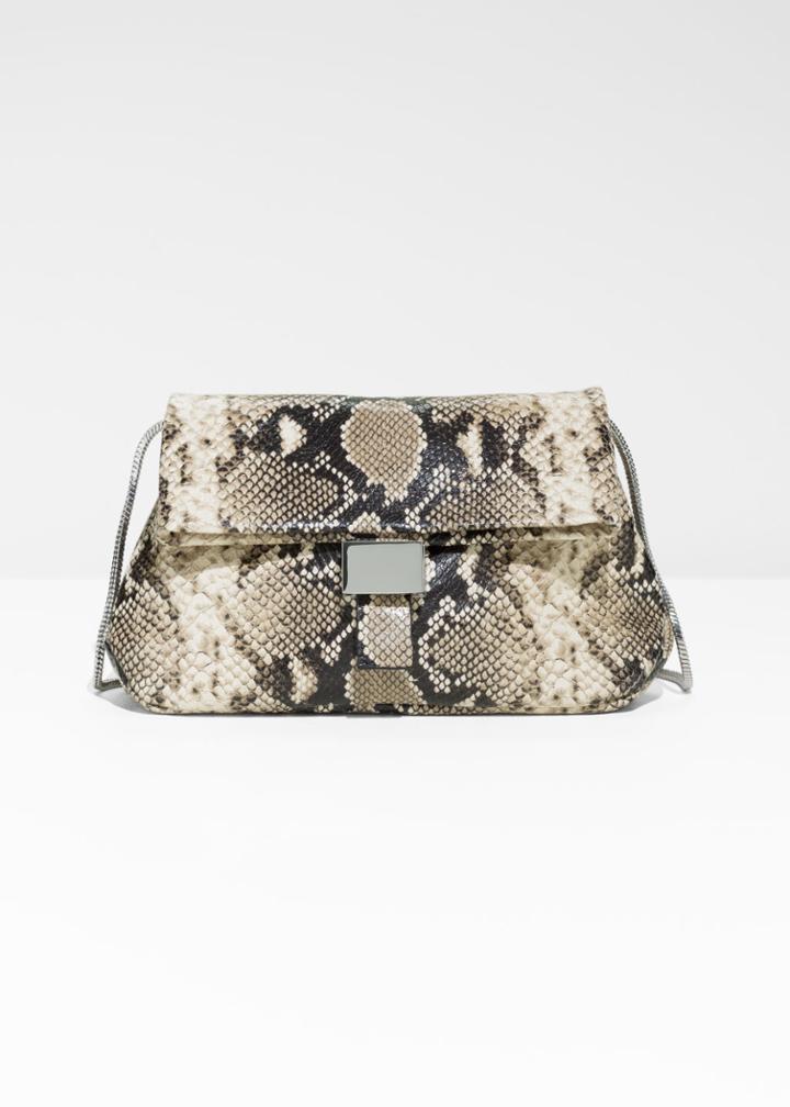 Other Stories Small Leather Fold-over Bag - Beige