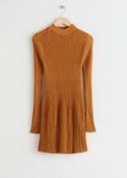 Other Stories Fitted Glitter Knit Midi Dress - Yellow