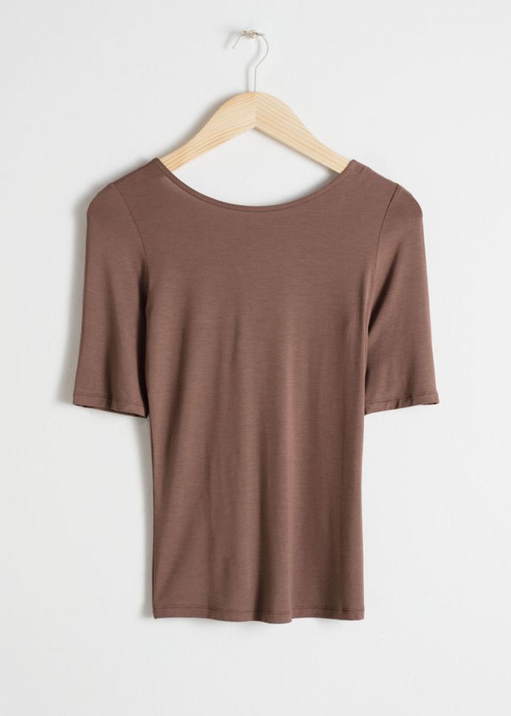Other Stories Fitted Boatneck Top - Beige