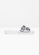 Other Stories Silver Flowers Leather Pool-slide - Silver