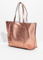 Other Stories Reversible Leather Shopper - Gold