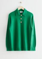 Other Stories Wool Knit Polo Sweater - Green
