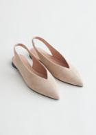 Other Stories Pointed Leather Ballerina Flats - Beige