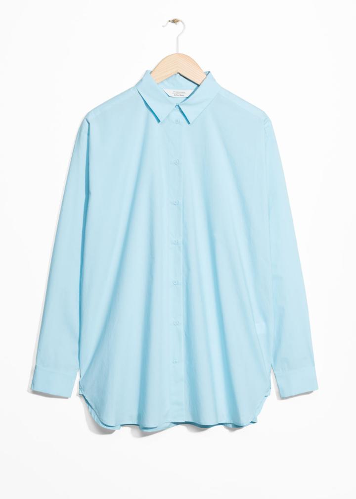 Other Stories Relaxed Fit Cotton Button-down - Turquoise